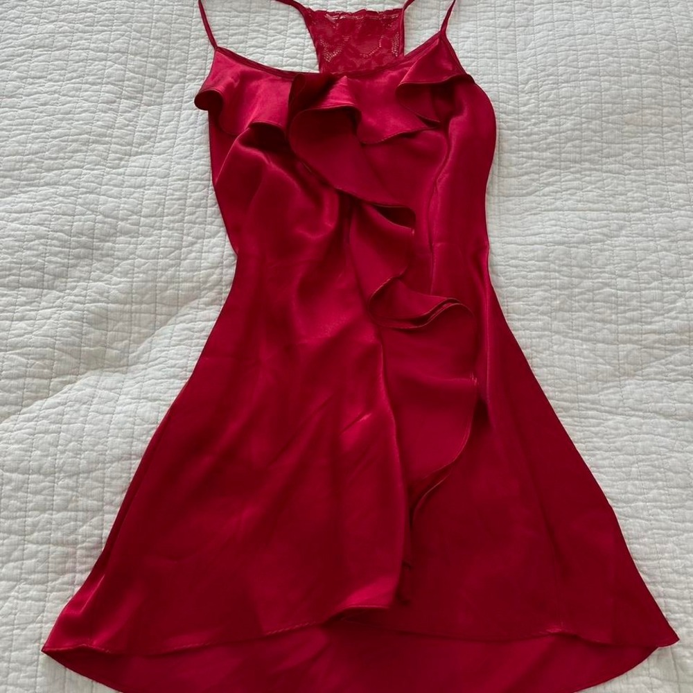 Red slip dress